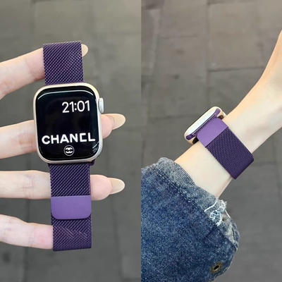 适用华为FIT4手表带fit3米兰尼斯watchfit4腕带梅紫色fit4pro渐变磁吸三四代女士新款智能手环金属夏天透气男