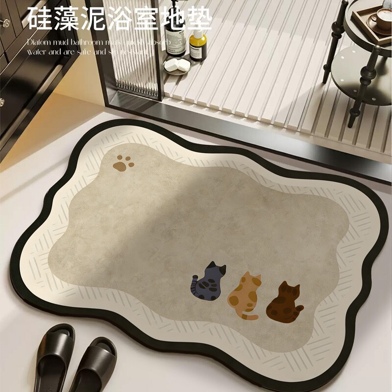 卡通硅藻泥地垫浴室吸水速干地毯图片