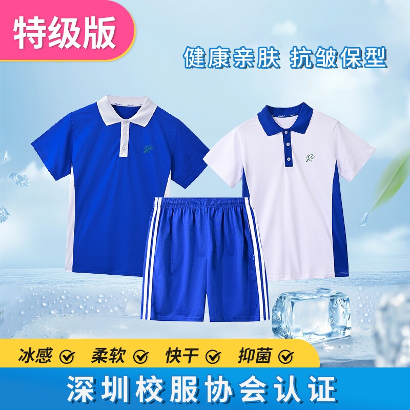 深圳校服中学生夏季短袖套装薄款特版柔软亲肤面料款套装短袖短裤图片