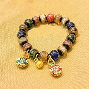 香灰琉璃珠吞金兽手串本命年十全十美朱砂男女可佩戴