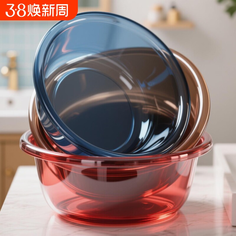 脸盆洗脸盆家用加厚大号透明洗衣盆洗菜盆学生宿舍婴儿洗澡洗脚盆