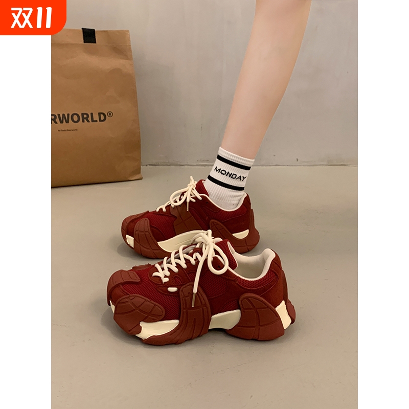 欧洲站增高个性八爪鱼老爹鞋女2025秋季新款潮网面厚底休闲运动鞋