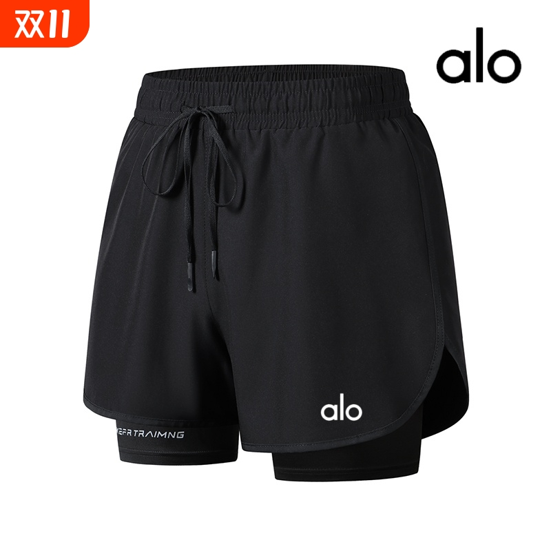 alo运动短裤女防走光假两件速干短裤子夏季女士健身瑜伽跑步专用