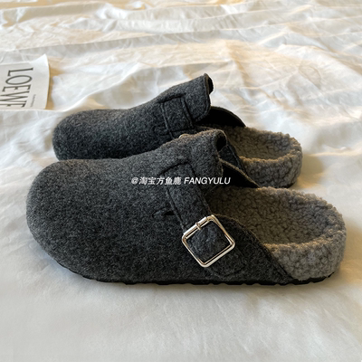 方鱼鹿秋冬卷毛拖鞋|千人加购