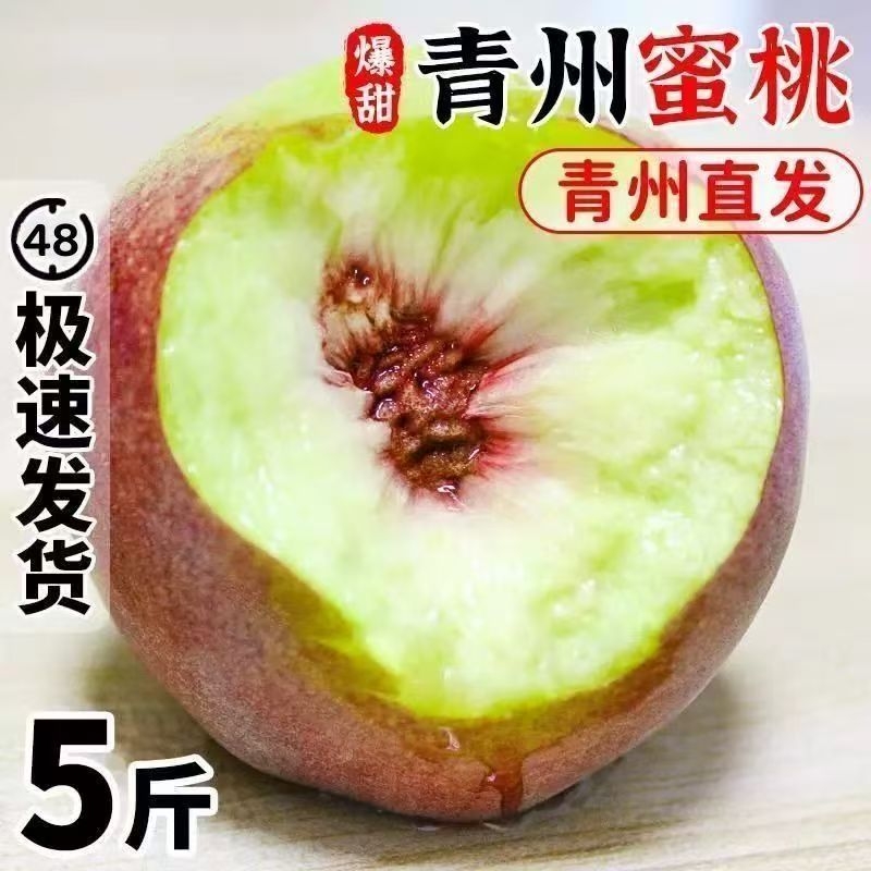 正宗青州蜜桃脆甜桃子新鲜水果当季现摘整箱山东潍坊特产冬雪蜜桃