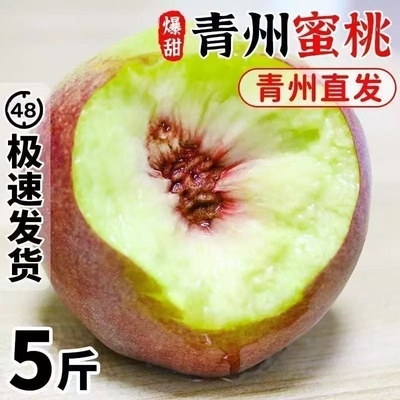 正宗青州蜜桃脆甜桃子新鲜水果当季现摘整箱山东潍坊特产冬雪蜜桃