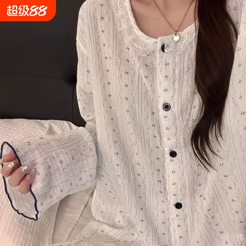 女棉纱碎花长袖睡衣韩系甜美清新