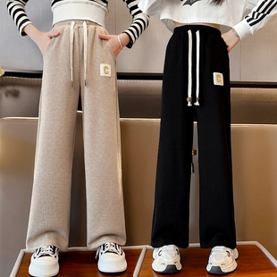 女童裤子2026洋气春装大儿童春秋季新款休闲阔腿直筒运动裤潮窄版