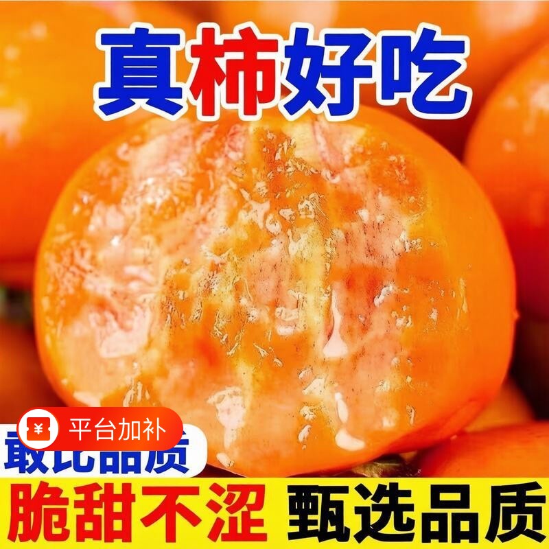 脆柿子正宗脆甜柿子大果当季鲜果冰糖心整箱发货巧克力脆柿子