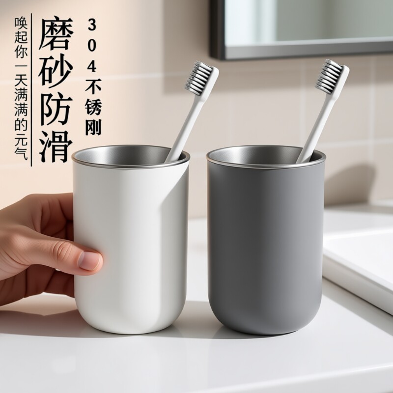 家用不锈钢漱口杯牙刷杯ins304洗漱牙缸刷牙儿童情侣食品级高颜