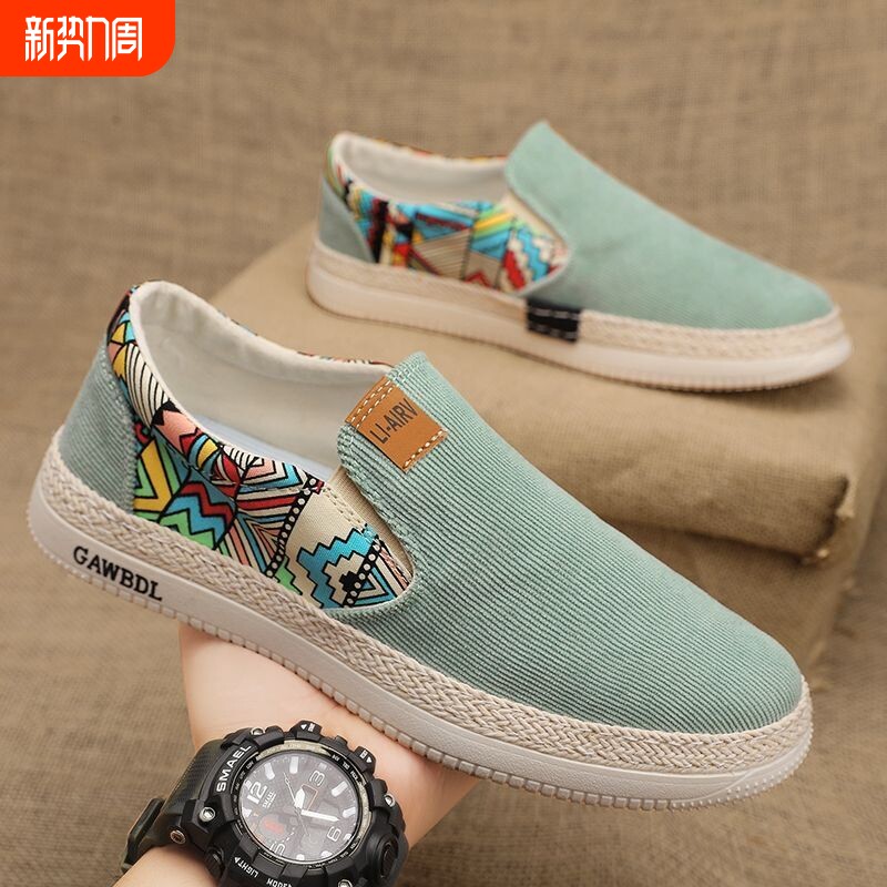 老北京布鞋男2025新款秋季透气帆布鞋防臭软底板鞋运动男士休闲鞋