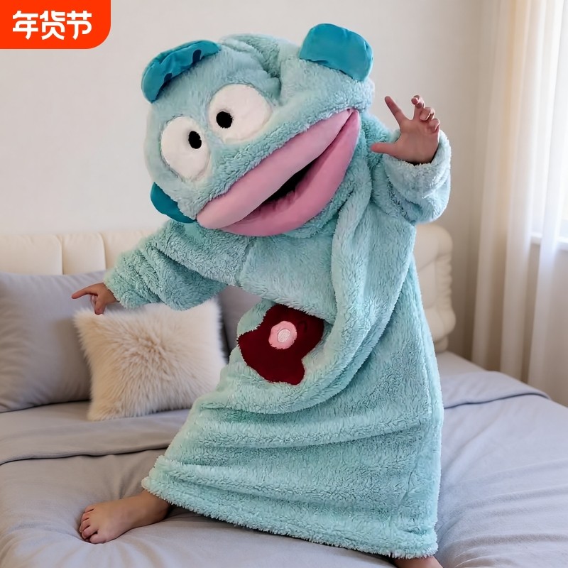 白色丑鱼儿童连体睡衣秋冬季珊瑚绒可爱搞怪连帽睡袍加厚保暖女孩,童装/婴儿装/亲子装,家居服套装,淘宝优惠券,粉丝福利购,淘宝优惠卷