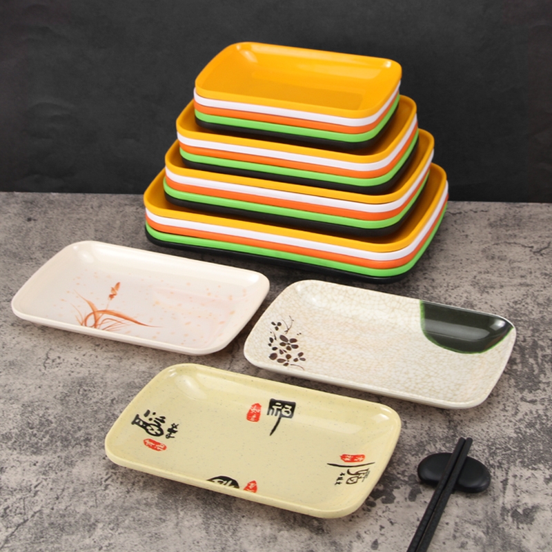 肠粉碟子专用盘子密胺仿瓷长方形