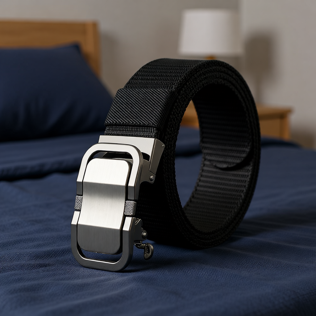 尼龙腰带男士潮ins帆布牛仔工装裤内穿式无牙自动扣皮带新款大气