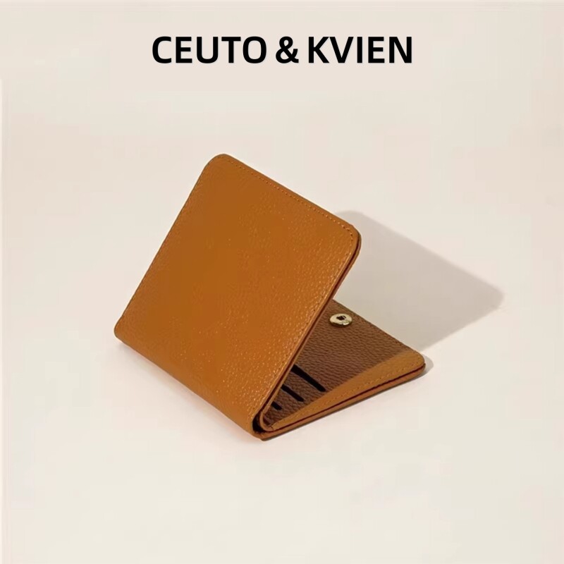 CEUTOKVIEN多巴胺系列简约超薄纯色短款女钱包多功能真皮质