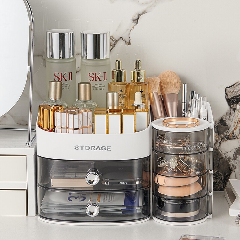 化妆品收纳盒桌面高级感防尘家用大容量台面口红护肤品整理置物架