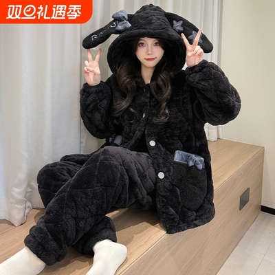 秋冬季珊瑚绒加厚长袖女士家居服