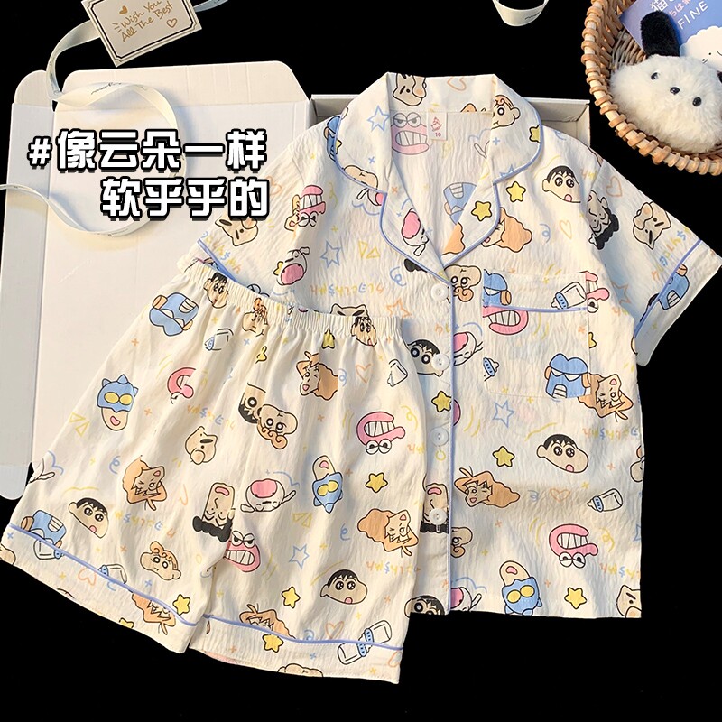 儿童睡衣女夏季短裤短袖2026新款女童女孩云朵棉甜美中大童家居服