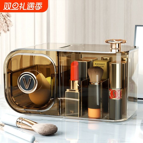 化妆品收纳盒美妆蛋防尘梳妆台宿舍桌面口红盒居家口红眼影置物架
