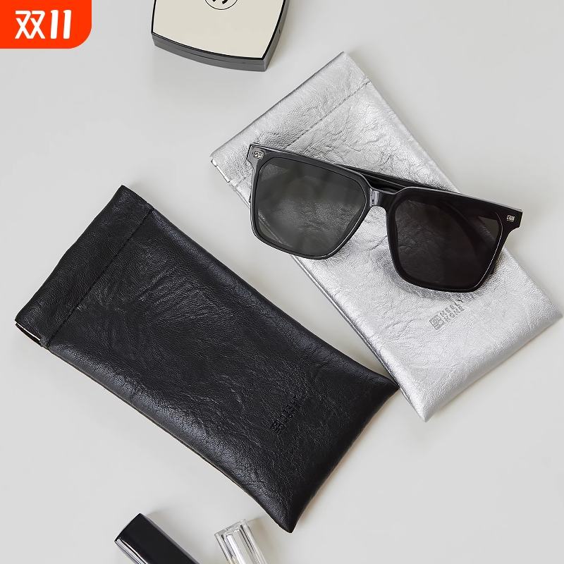 油蜡皮革弹片眼镜袋自动闭合便携墨镜太阳镜收纳盒眼睛收纳包男女