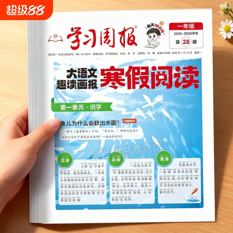 2026新版寒假学习周报大语文趣读画报人教版小学一二三四五六年级半小时晚读阅读报纸知识拓展一周一期课外刊杂志荣恒假期