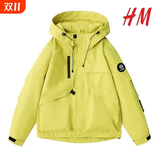 HM冲锋衣登山服连帽情侣款 防水外套男徒步单冲户外防风可拆卸内胆