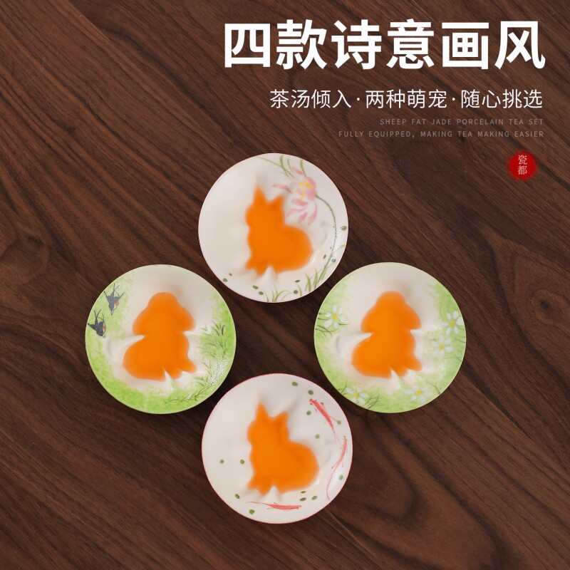高档陶瓷主人杯手绘萌猫茶杯图片