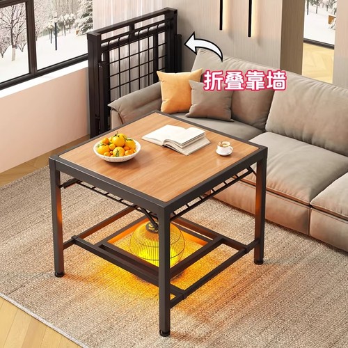 烤火桌子2025款湖南家用正方形取暖桌可折叠烤火架简易餐桌折叠桌