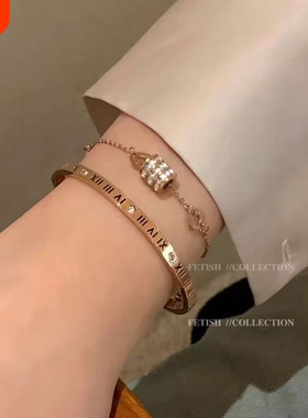 富家千金金色小蛮腰手链女2025新款轻奢小众精致双层叠戴手镯手饰