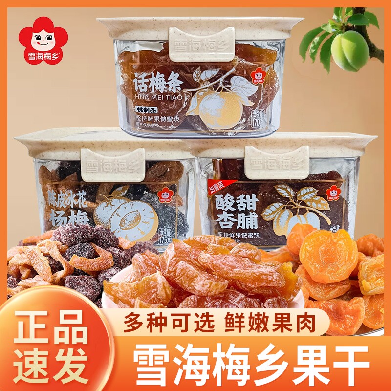 雪海梅乡话梅条酸甜杏脯陈皮冰花杨梅果干果脯休闲零食品追剧解馋