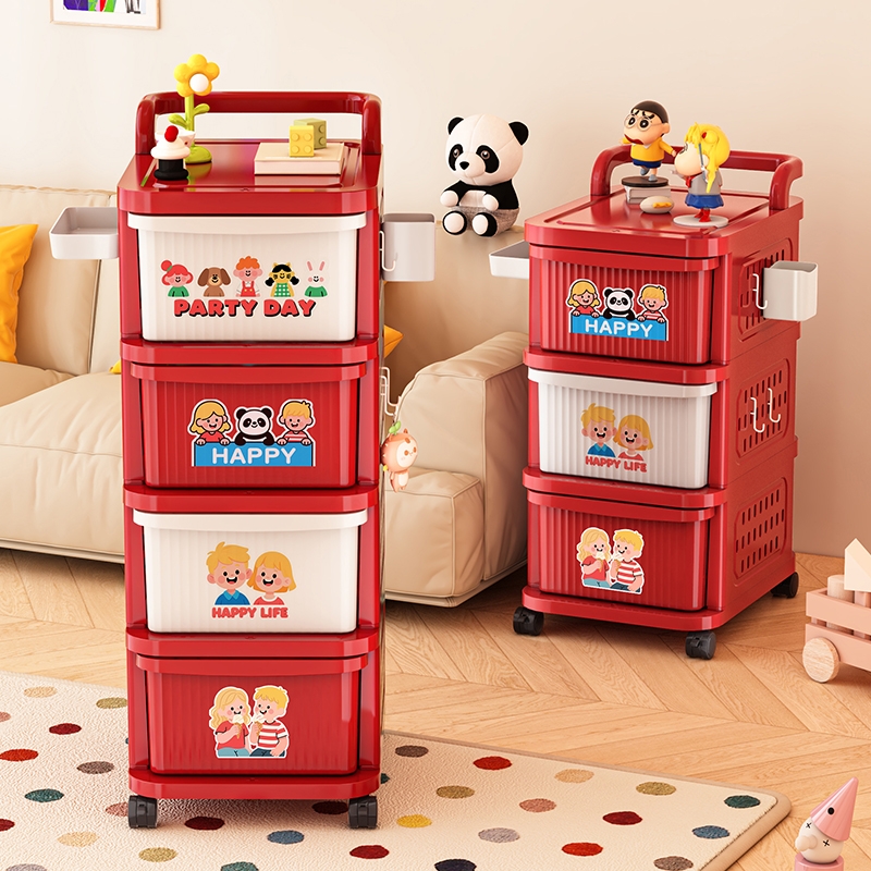 小推车带移动滚轮零食架子5层