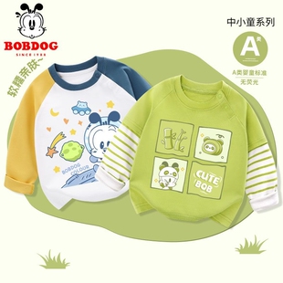 巴布豆男童长袖t恤纯棉2025新款儿童衣服春秋款薄款上衣宝宝春装