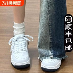 厚底板鞋女款2025秋季新款休闲软底小白鞋轻便小众百搭运动鞋圆头