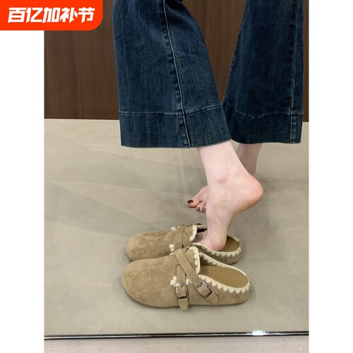 超火软底勃肯鞋女2026春夏新款一脚蹬包头半拖鞋外穿孕妇拖鞋单鞋