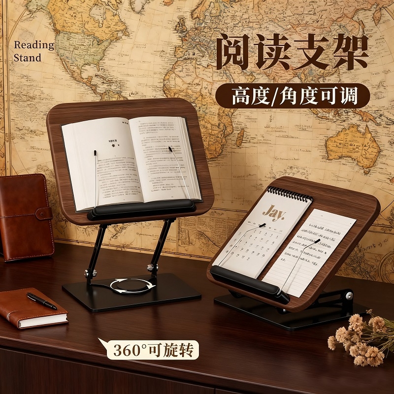 原木色无极折叠升降阅读支架