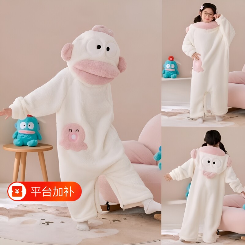 小丑鱼儿童可爱搞怪连体睡衣女童秋冬季加厚珊瑚绒亲子家居服衣服