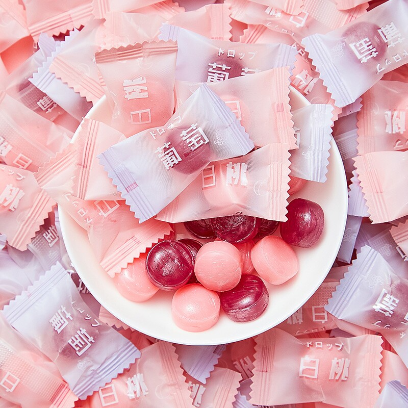 白桃味水果硬糖高颜值小零食结婚喜糖网红糖果散装批发水果味混合