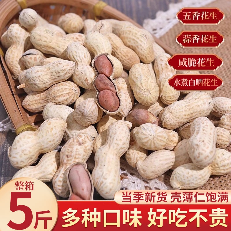 蒜香花生炒熟带壳五香原味喜花生米水煮白晒龙岩花生炒货零食结婚
