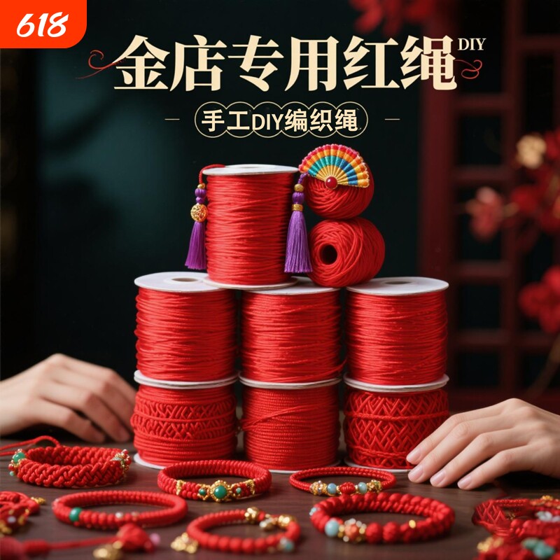 编织绳红绳手链转运本命年编织线红手绳脚链吊坠挂绳手工编绳线