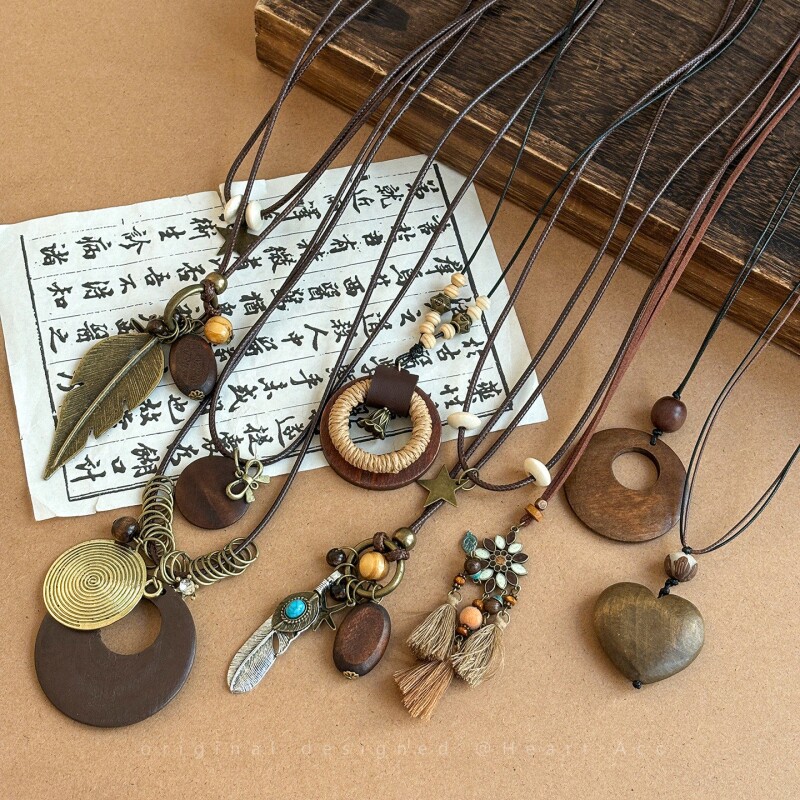 新中式复古民族风吊坠项链女时尚百搭长款挂脖配饰小众叠戴毛衣链