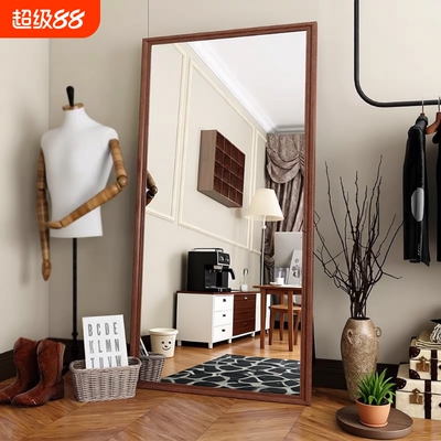 复古镜子落地镜全身镜家用卧室服装店试衣镜可移动穿衣挂墙中古