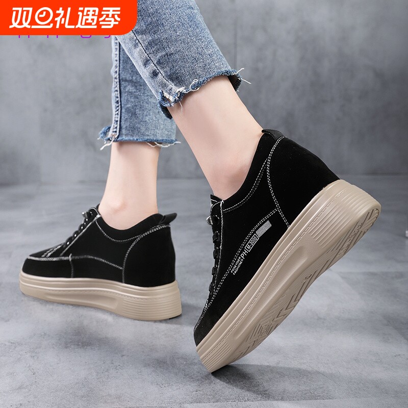 内增高女鞋2026新款春季厚底增高鞋子女黑色工作鞋松糕鞋百搭单鞋