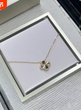 全新高定品质银渡18k金镭射幸运草项链金镭射五花手链十花项链