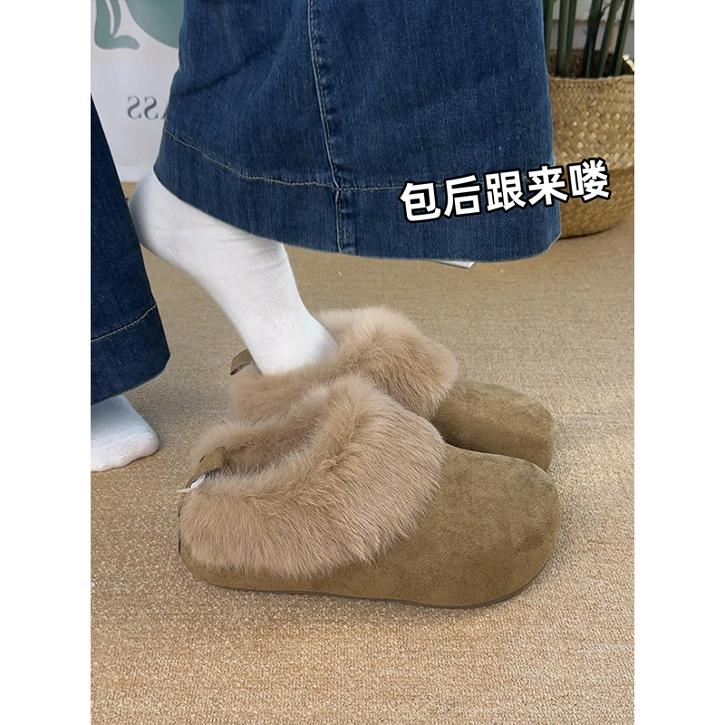 内增高勃肯毛毛鞋女2025冬季新款加绒保暖棉鞋皮毛一体雪地靴防水