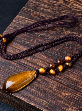 虎眼石水滴吊坠项链复古项链礼物