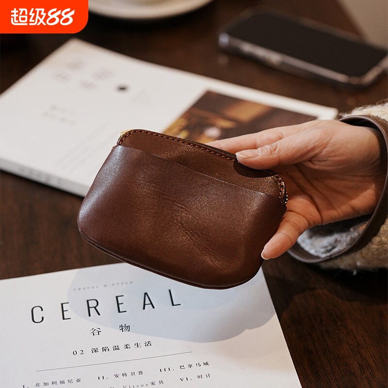 复古超薄零钱包女口红包植鞣皮质手拿迷你收纳包日式卡包耳机硬币