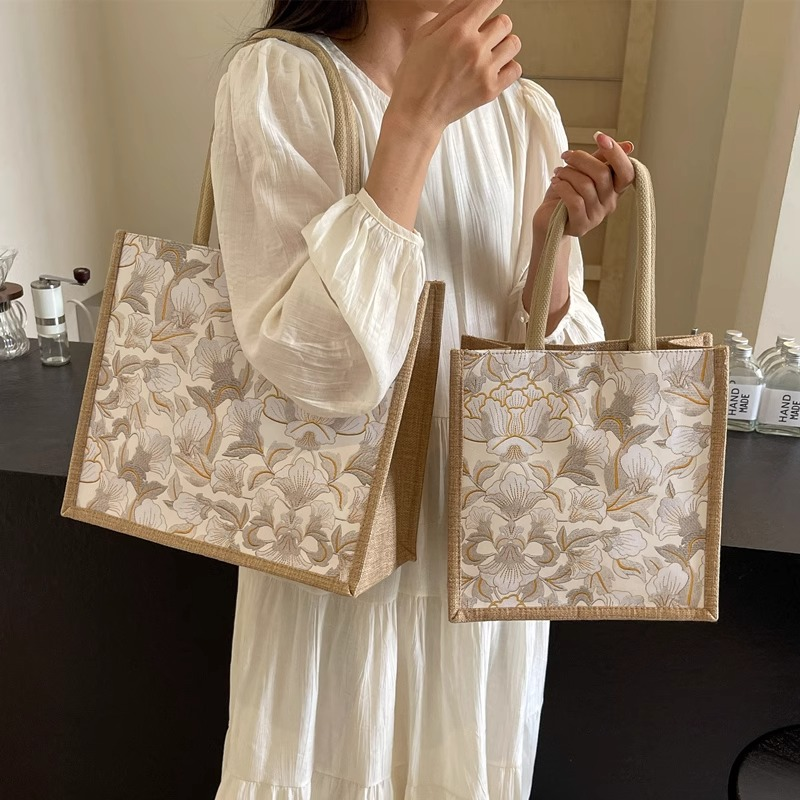 帆布包包托特包手提袋女手提包2024新款大容量麻布女ins上班通勤