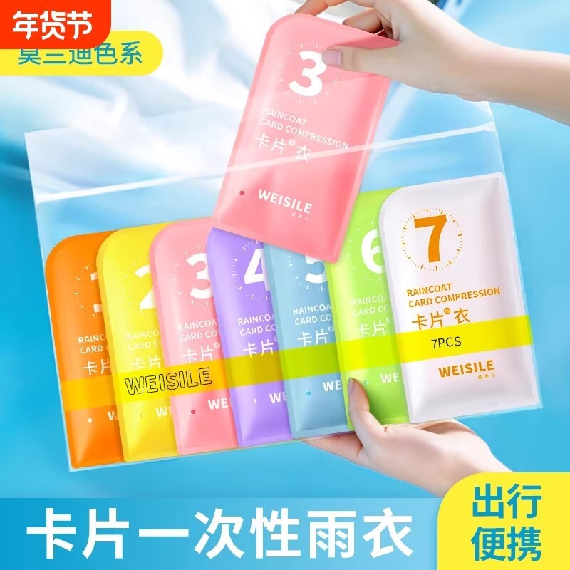 卡片一次性雨衣儿童成人外穿加厚套头长款全身防暴雨压缩便携雨披