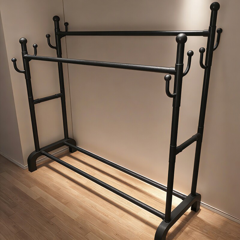 简易晾衣架落地衣帽架家用阳台挂衣杆晒衣服架子收纳架卧室宿舍