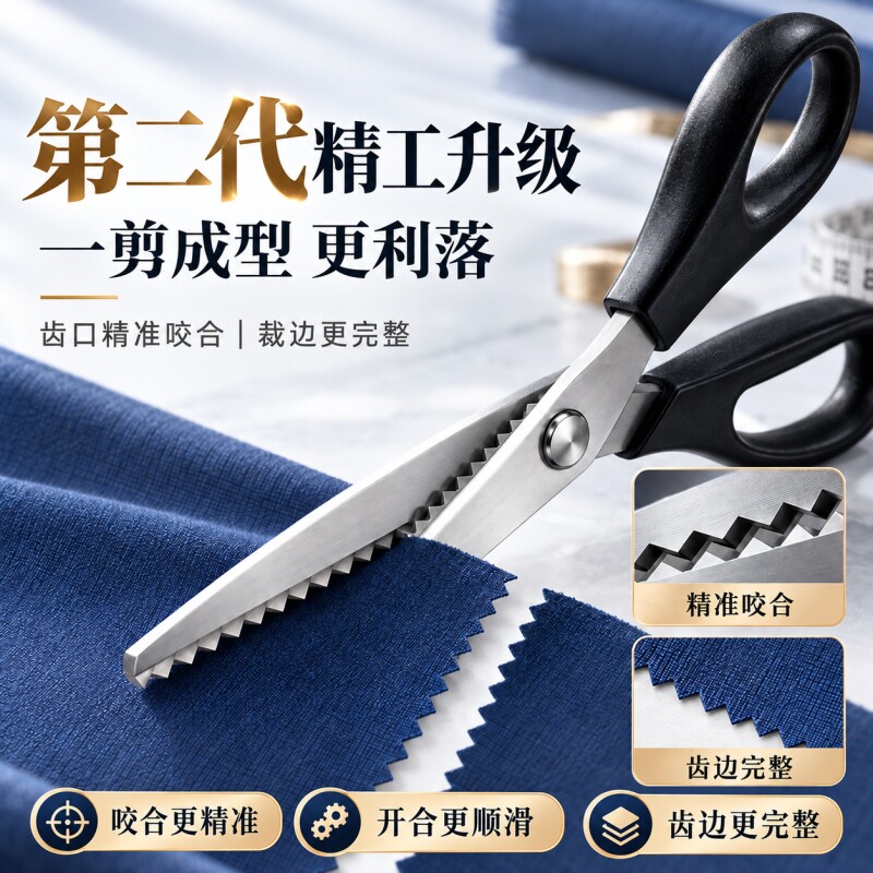 花边剪刀家用免锁边裁缝专用锁边剪刀布料衣服窗帘裁剪波浪锯齿剪子手